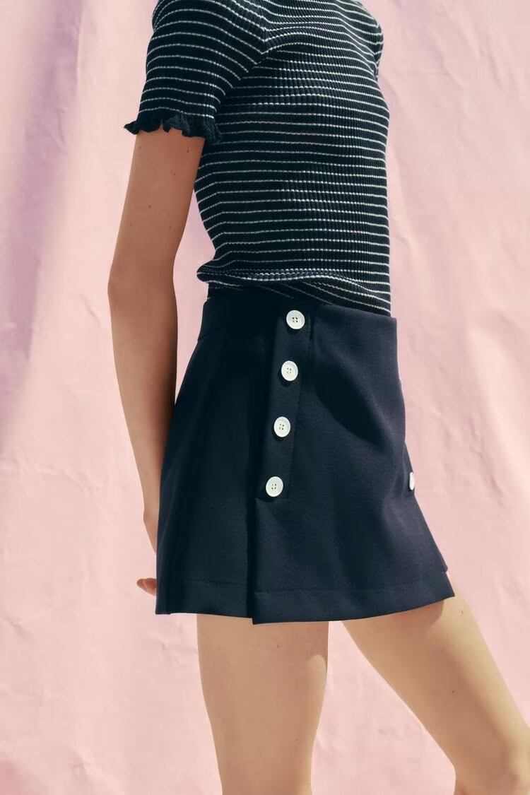 Women Clothing Pure All Match Breasted Decorative Skirt