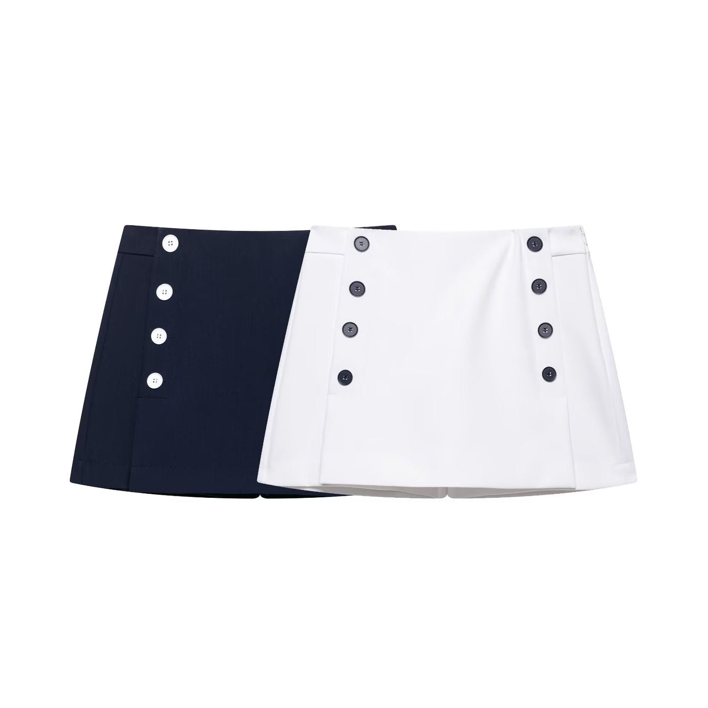Women Clothing Pure All Match Breasted Decorative Skirt