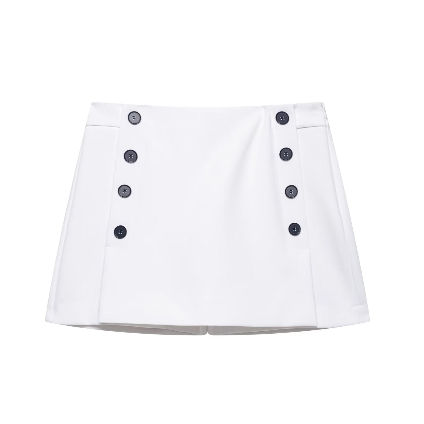 Women Clothing Pure All Match Breasted Decorative Skirt