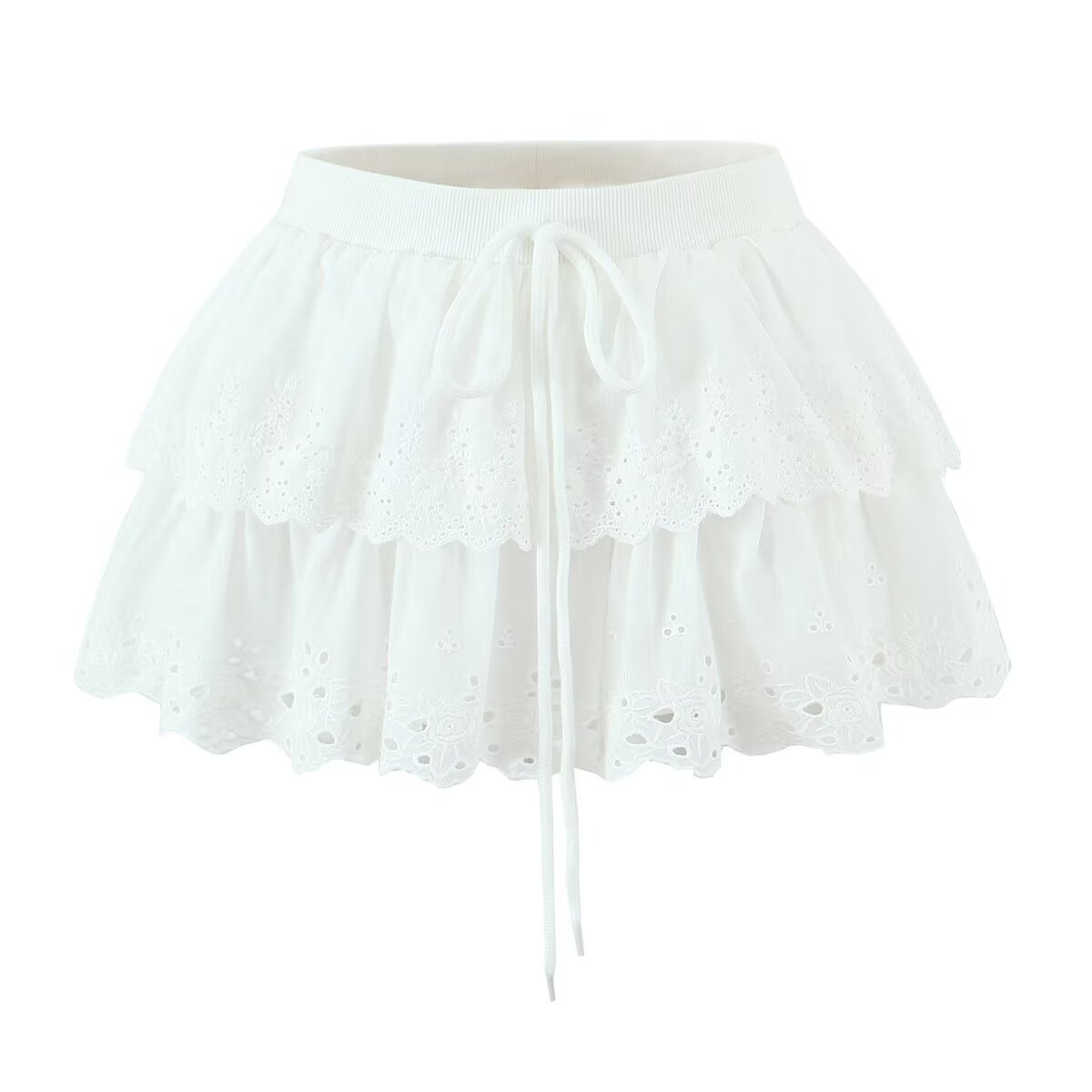 Spring Summer Women Sexy Layered Lace Lace Puff Skirt