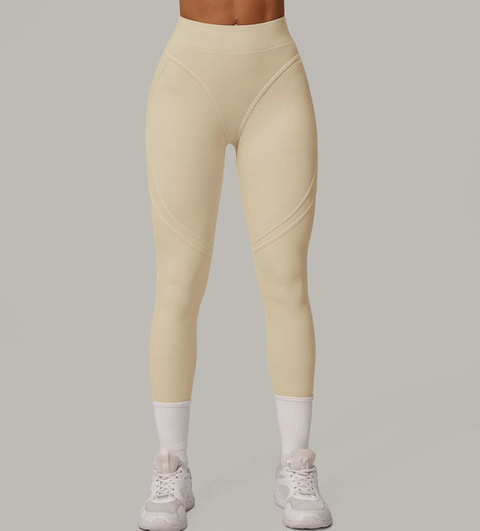 Autumn Sand High Waist Hip Lift Brushed Yoga Pants Running Quick Drying Fitness Pants Waist Slimming Hip Tight Sports Pants