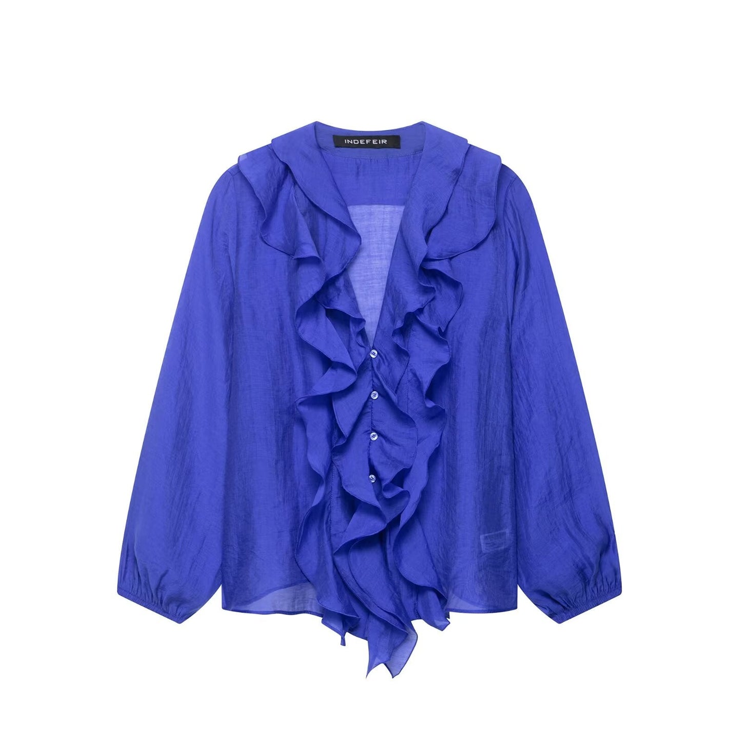Women Laminated Decoration Long Sleeve Shirt