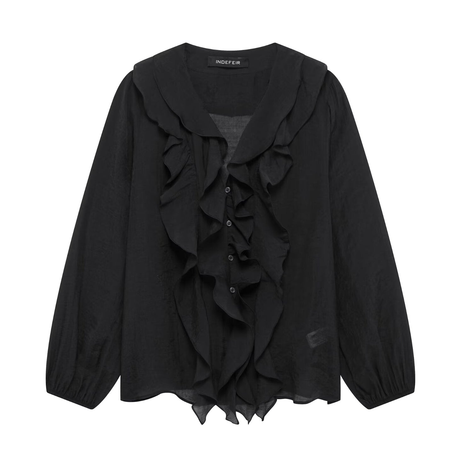 Women Laminated Decoration Long Sleeve Shirt