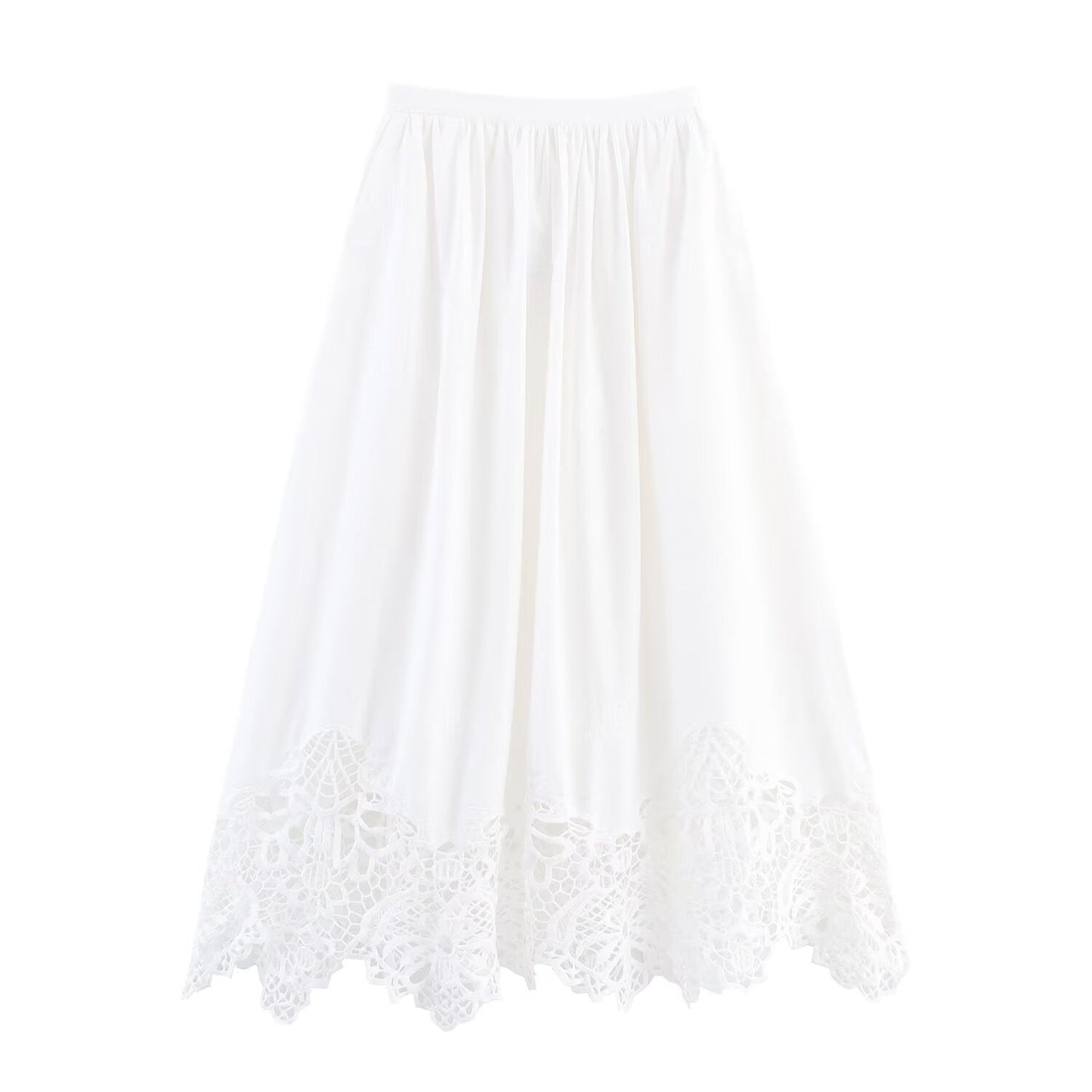 Summer High Waist Slimming Mid Length A line Embroidered Skirt