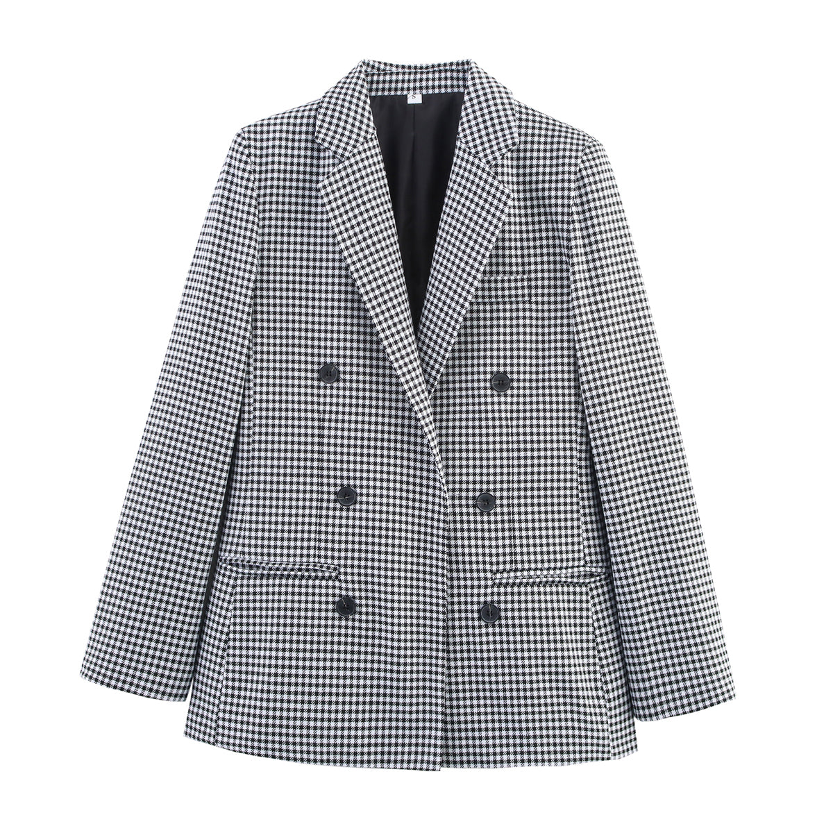 Women Autumn Plaid Double Breasted Coat Personalized Blazers