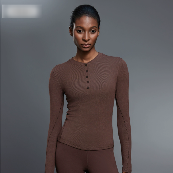 Autumn Casual All Match Henley Shirt Modal Skin Friendly Sports Top Fitness Yoga Long Sleeve T shirt Women