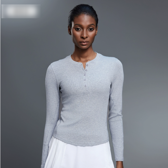 Autumn Casual All Match Henley Shirt Modal Skin Friendly Sports Top Fitness Yoga Long Sleeve T shirt Women