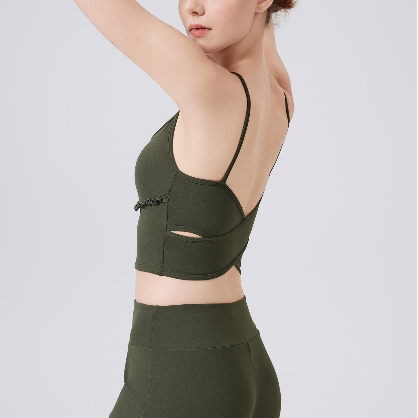 Cloud Sense Beauty Back Spaghetti Strap Lace Yoga Vest with Chest Pad Pilates Workout Bra Sports Underwear for Women