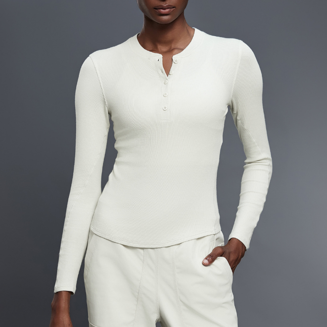 Autumn Casual All Match Henley Shirt Modal Skin Friendly Sports Top Fitness Yoga Long Sleeve T shirt Women