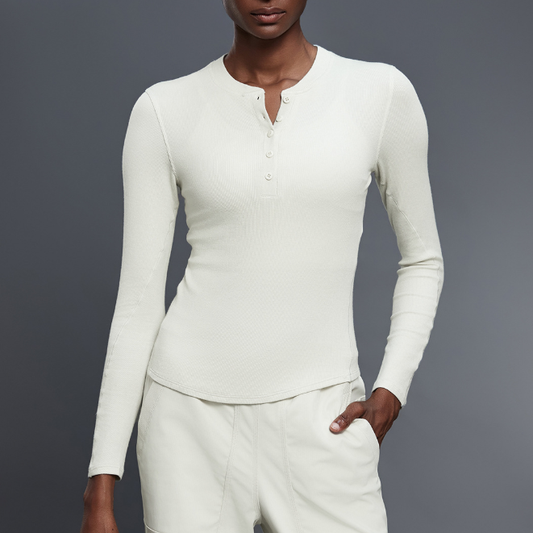 Autumn Casual All Match Henley Shirt Modal Skin Friendly Sports Top Fitness Yoga Long Sleeve T shirt Women