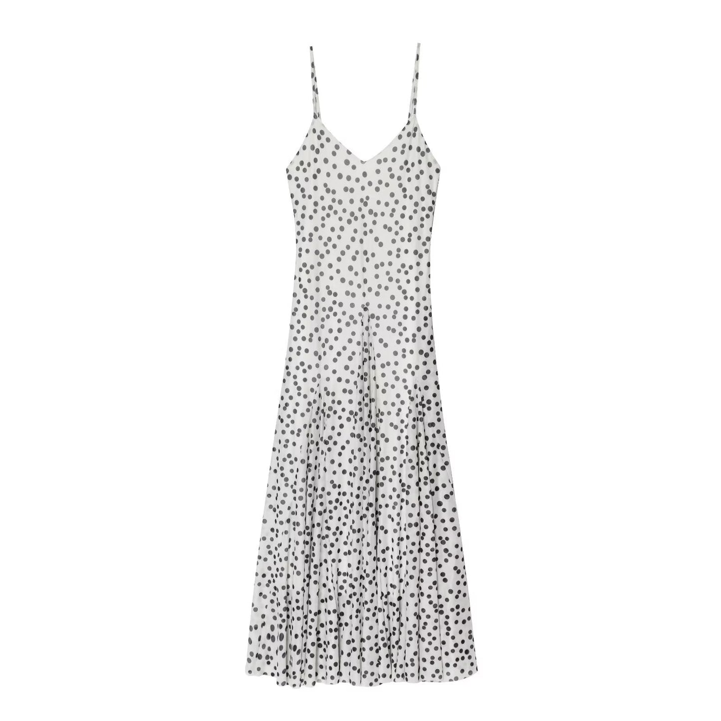 Women Clothing Fashionable Polka Dot Printed Long Sling Dress