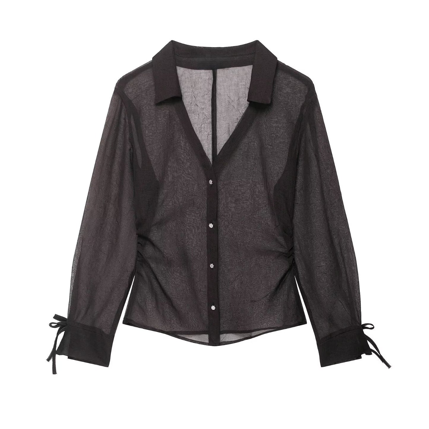 Summer Bowknot Decoration Translucent Shirt