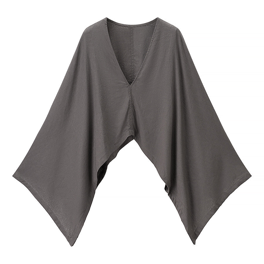 Women Clothing Casual Loose Fitting V neck Long Sleeves Short Shirt Top