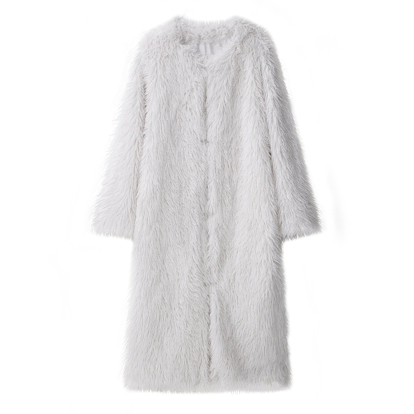 Women Clothing Fall Lazy Wind Street Faux Shearling Jacket Long Overcoat Outerwear