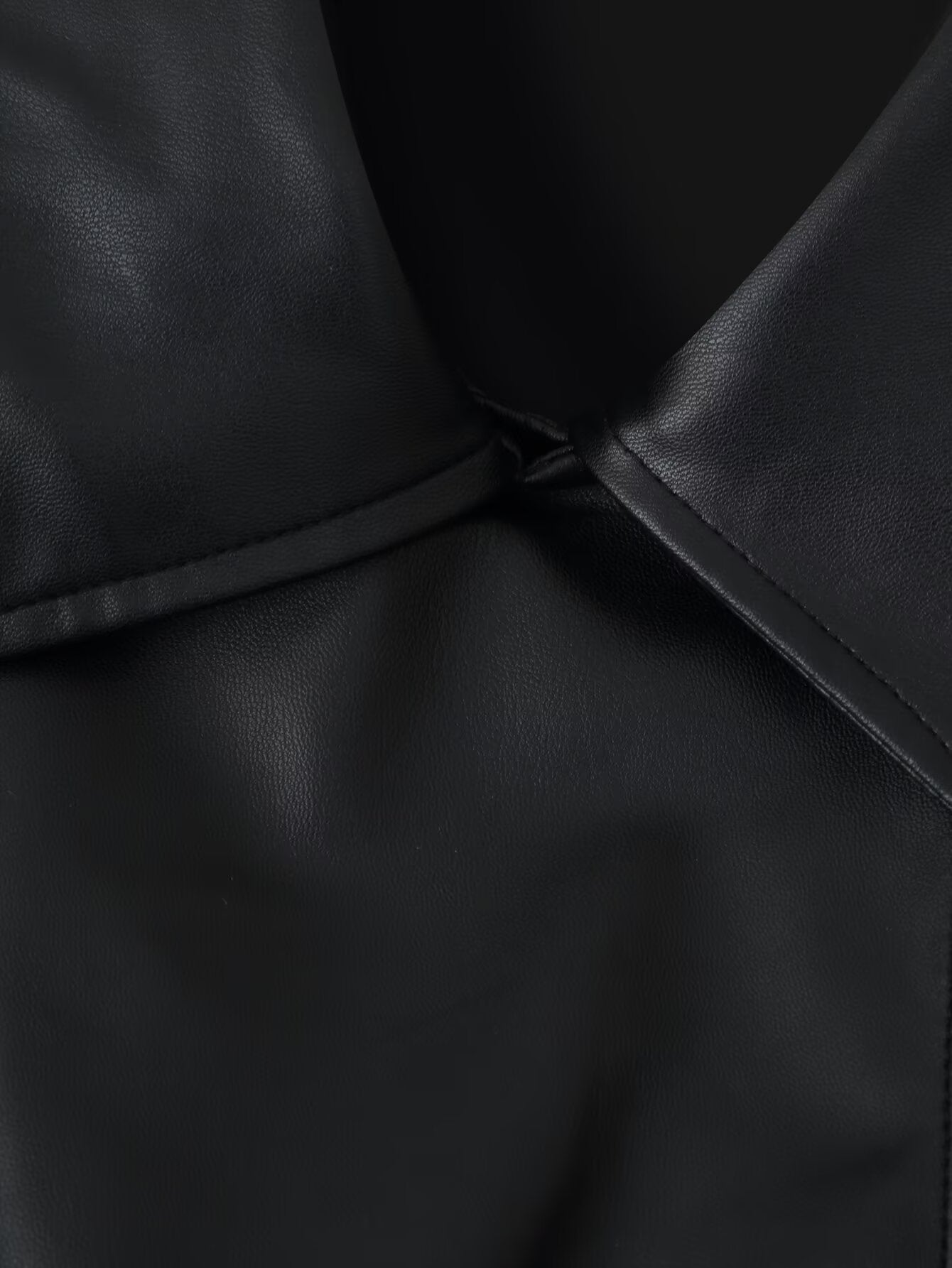 Women Clothing Fashionable Casual All Match Faux Leather Wind Breaker