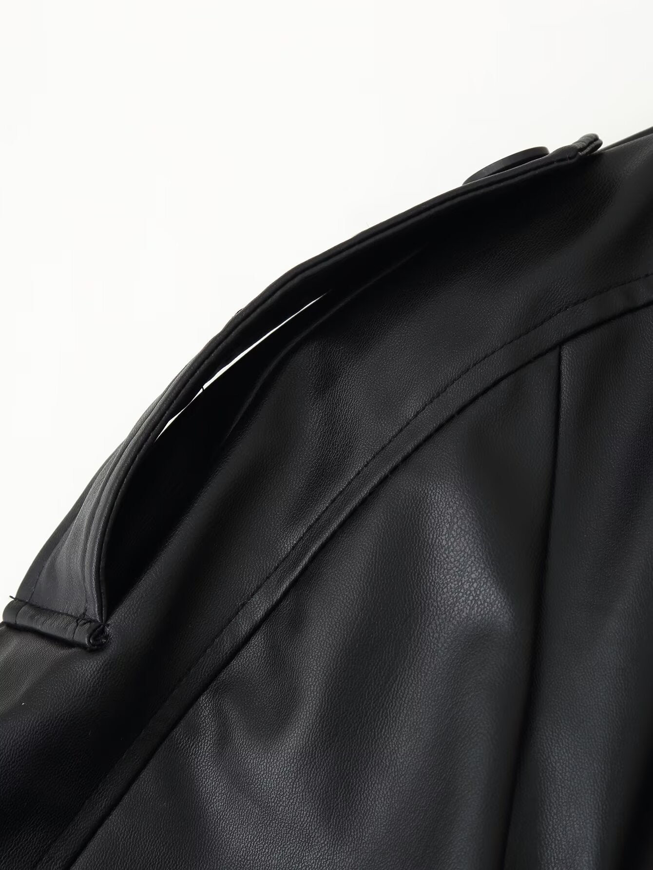 Women Clothing Fashionable Casual All Match Faux Leather Wind Breaker