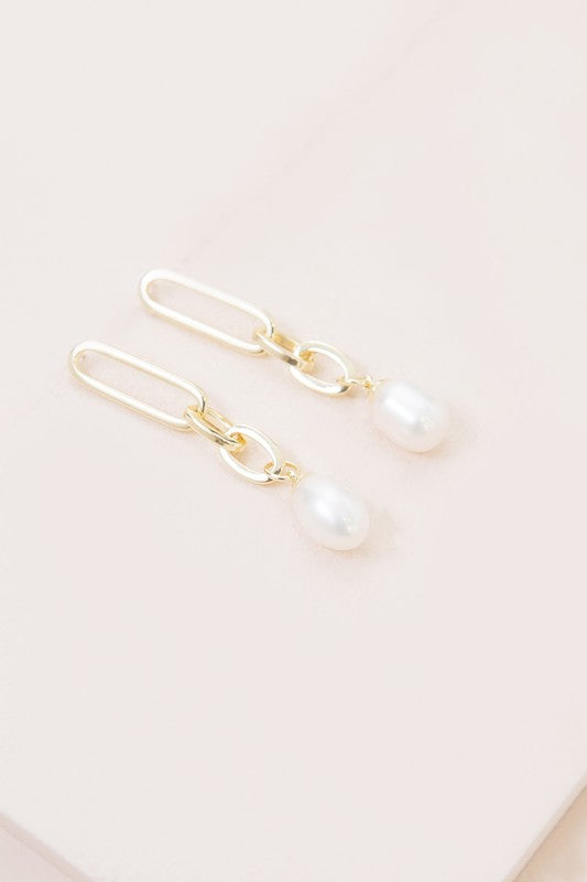 Secured Pearl Drop Earrings