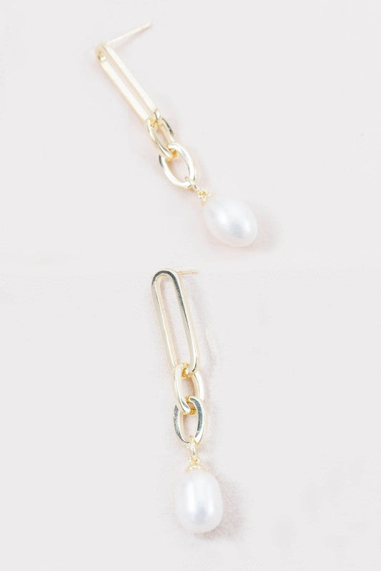 Secured Pearl Drop Earrings