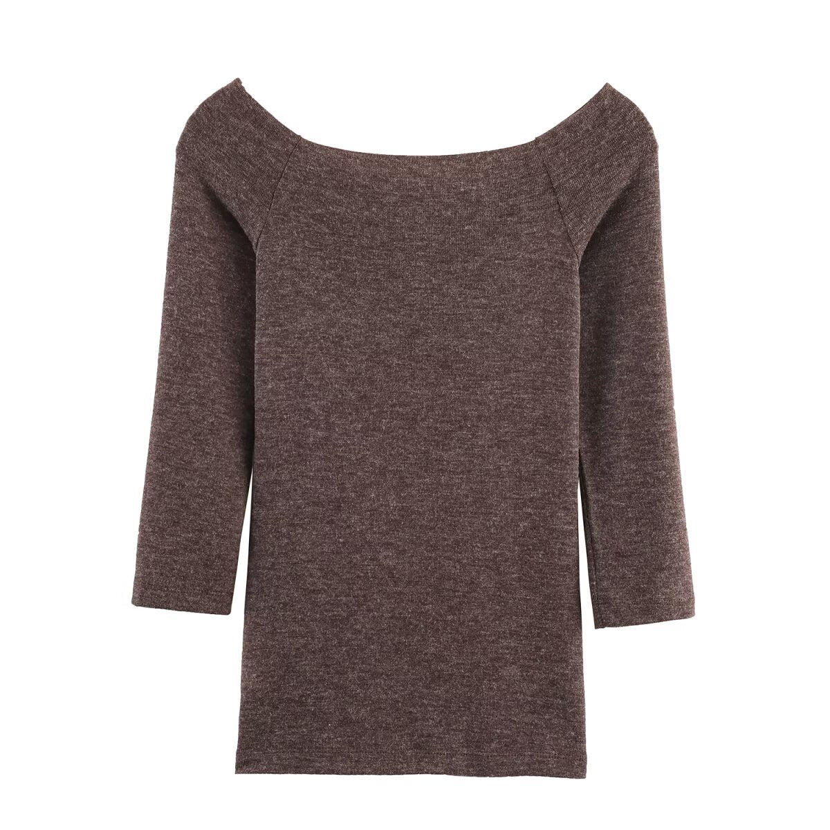 Women Clothing Fall Fashionable All Match Basic Mid Sleeve off Shoulder T shirt
