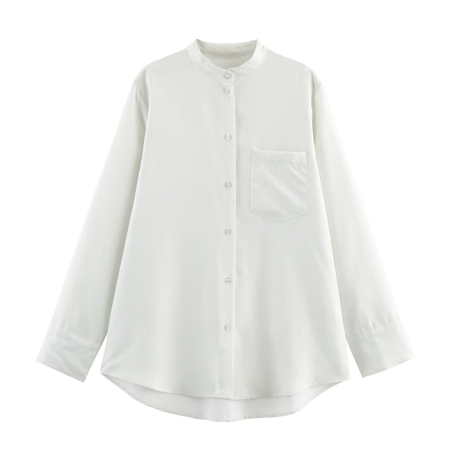 Women Clothing Fall Fashionable All Match Striped Pleated Effect Shirt