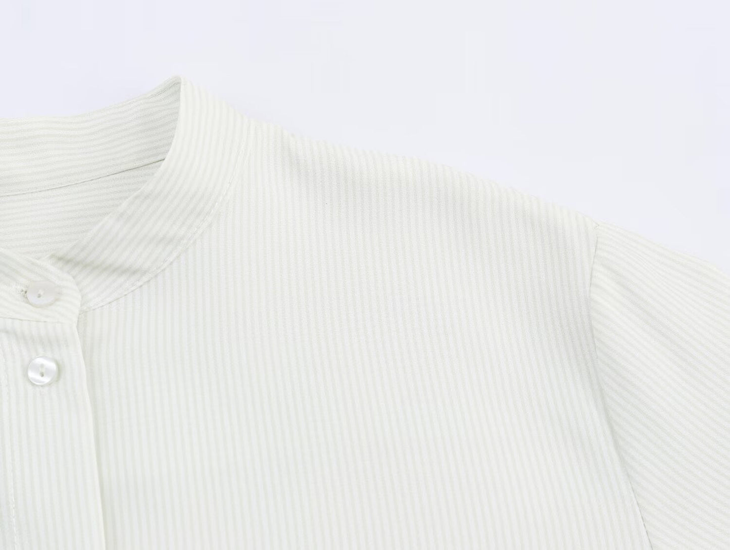 Women Clothing Fall Fashionable All Match Striped Pleated Effect Shirt