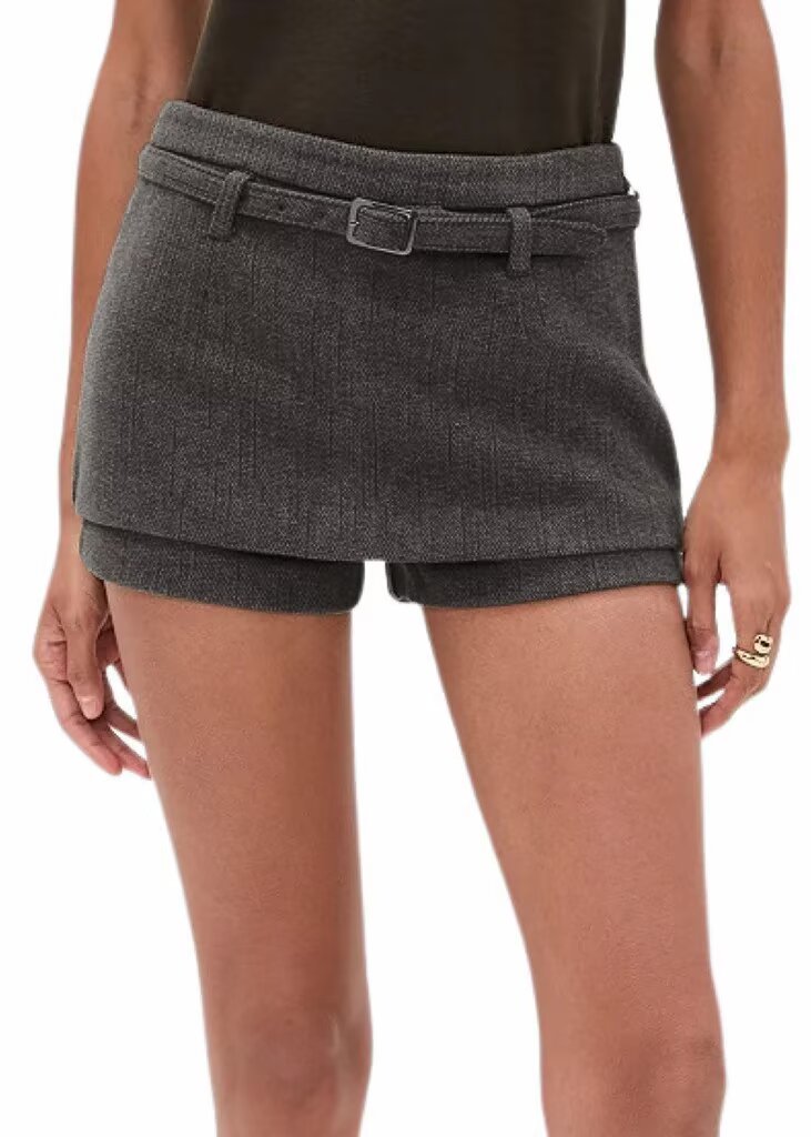 Autumn Retro Woolen Faux Two Pieces Short Pantskirt Women Sexy All Match Double Layer A line Sheath Skirt