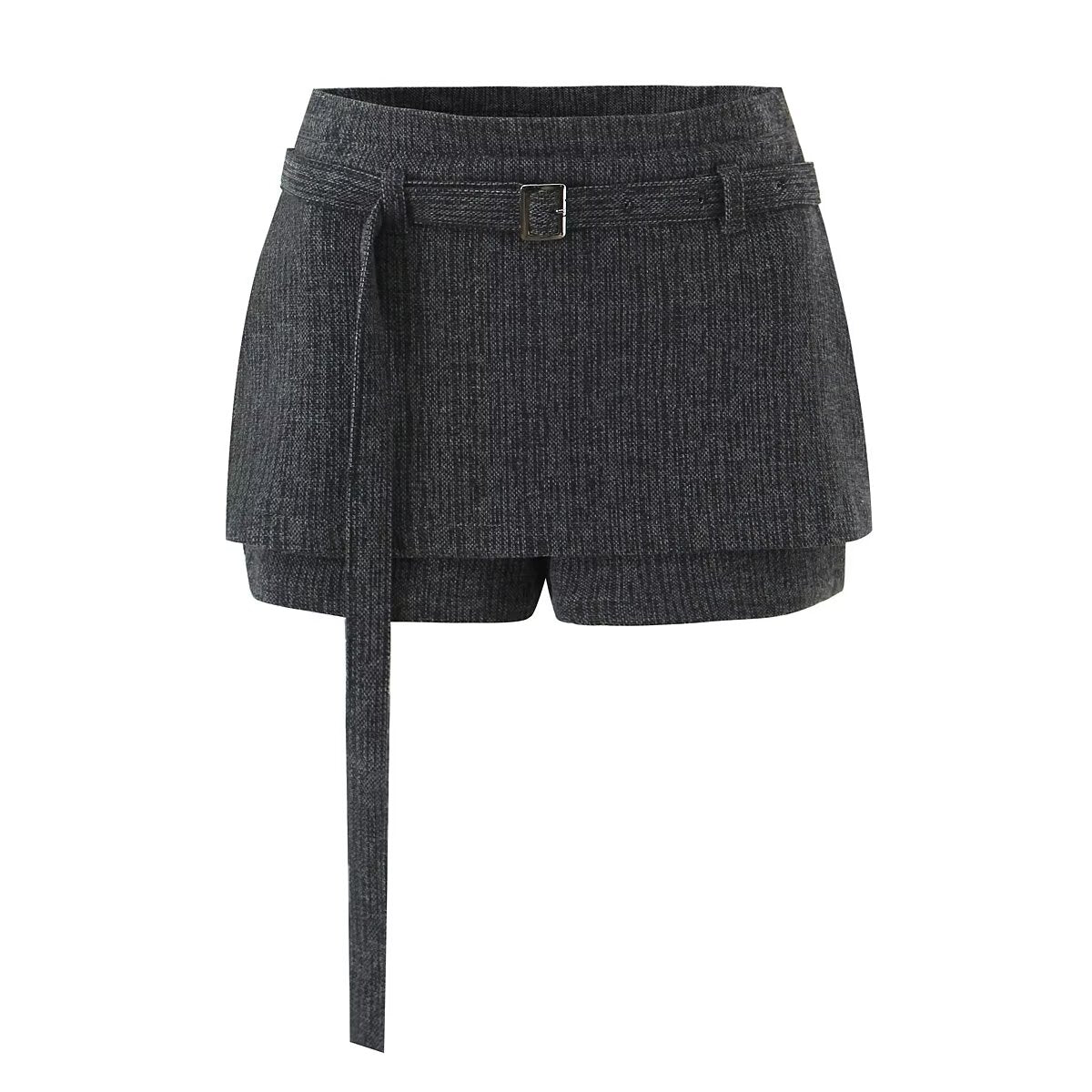 Autumn Retro Woolen Faux Two Pieces Short Pantskirt Women Sexy All Match Double Layer A line Sheath Skirt