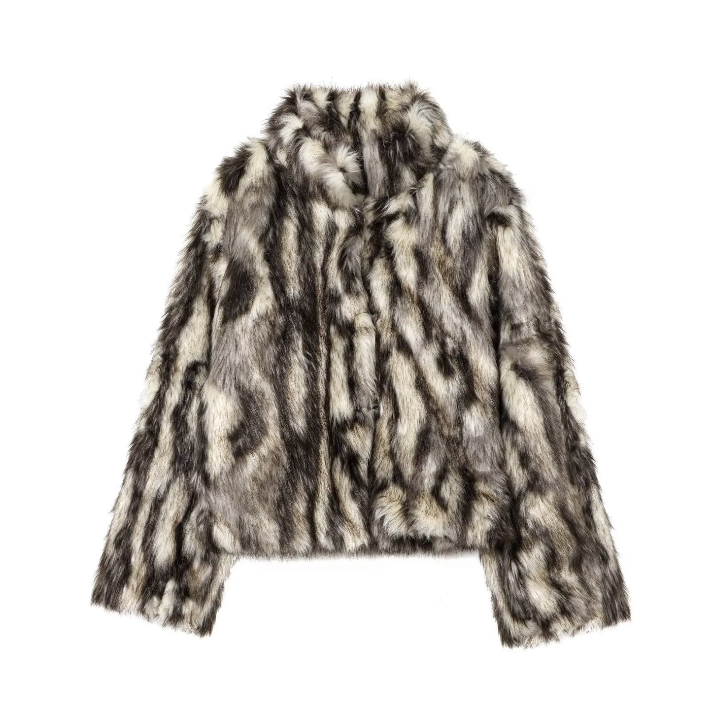 Women Clothing Fashionable Light Mature Artificial Fur Effect Coat Jacket