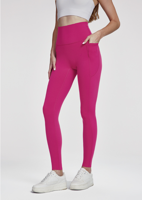 Antibacterial Yoga Trousers Women Skin Friendly Nude Feel High Waist Workout Leg Cut Peach Hip Sports Pants