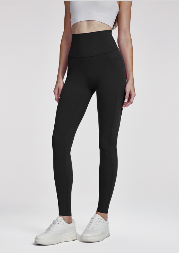 Antibacterial Yoga Trousers Women Skin Friendly Nude Feel High Waist Workout Leg Cut Peach Hip Sports Pants