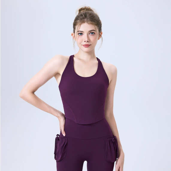 Nude Feel round Neck Beauty Back Quick Drying Sports Underwear Women Shockproof Running Bra Fitness Yoga Wear Vest