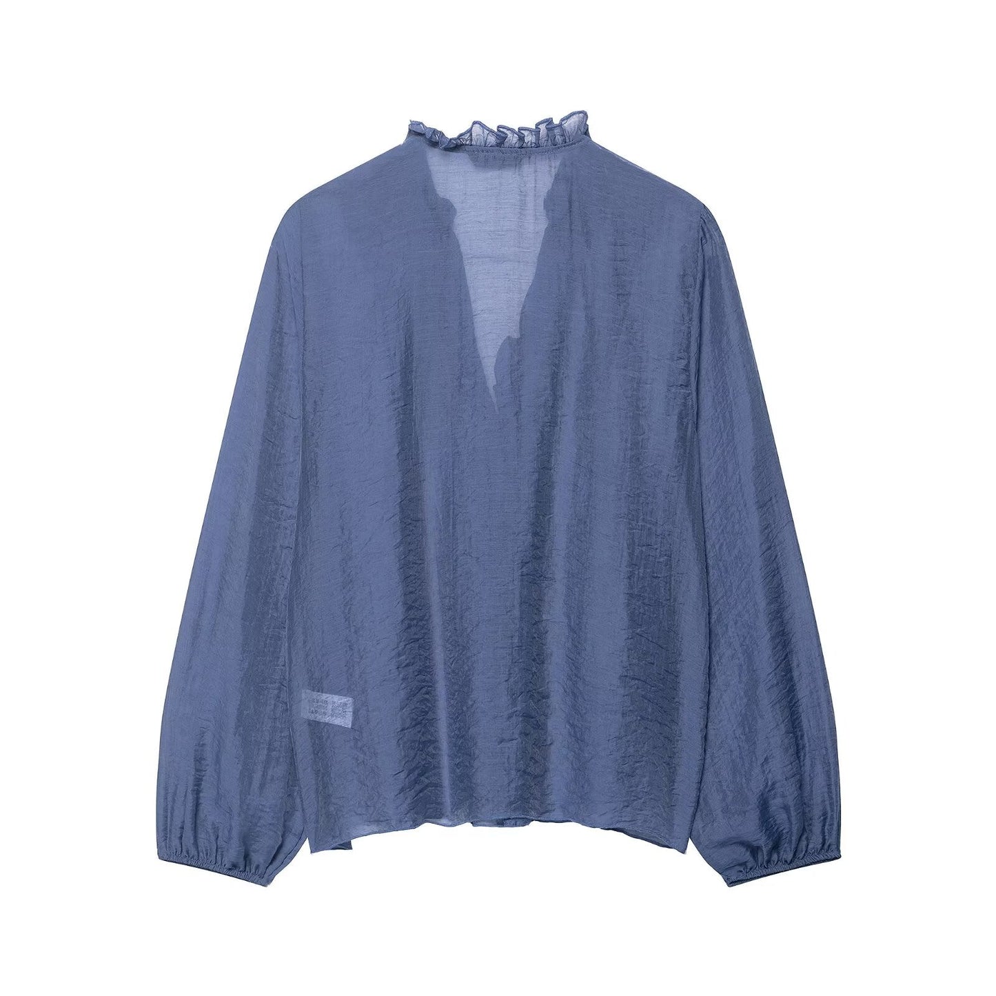 Women Clothing Autumn Laminated Decoration Long Sleeve Shirt