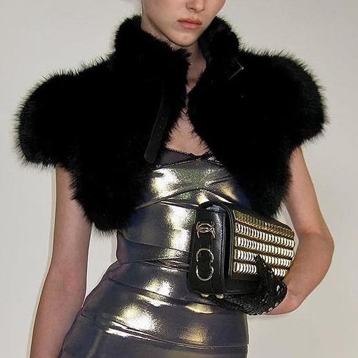 Women Clothing Autumn Winter Solid Color Sexy Furry Short Cropped Sleeveless Tied Top