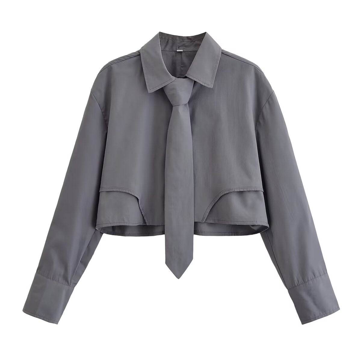 Fall Women Clothing Cool Short Shirt Tie Top