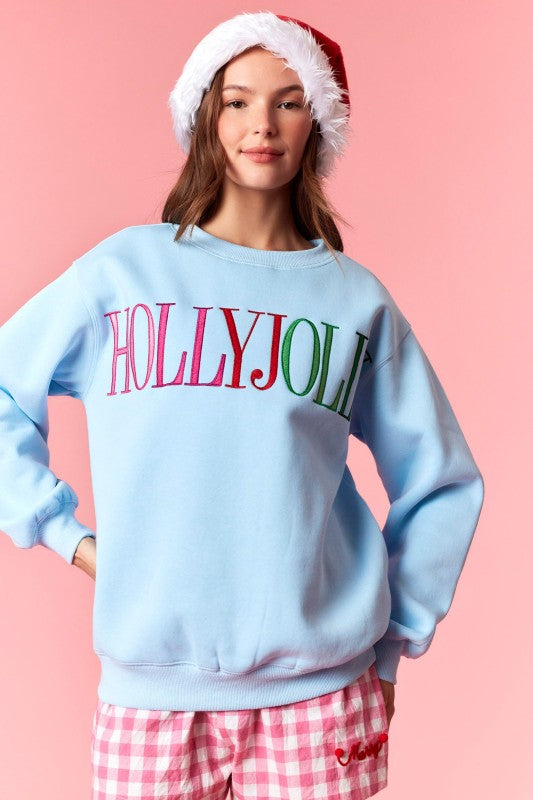 Winter Women Clothing Christmas Letter Graphic Embroidery Loose Casual Top Sweater Women