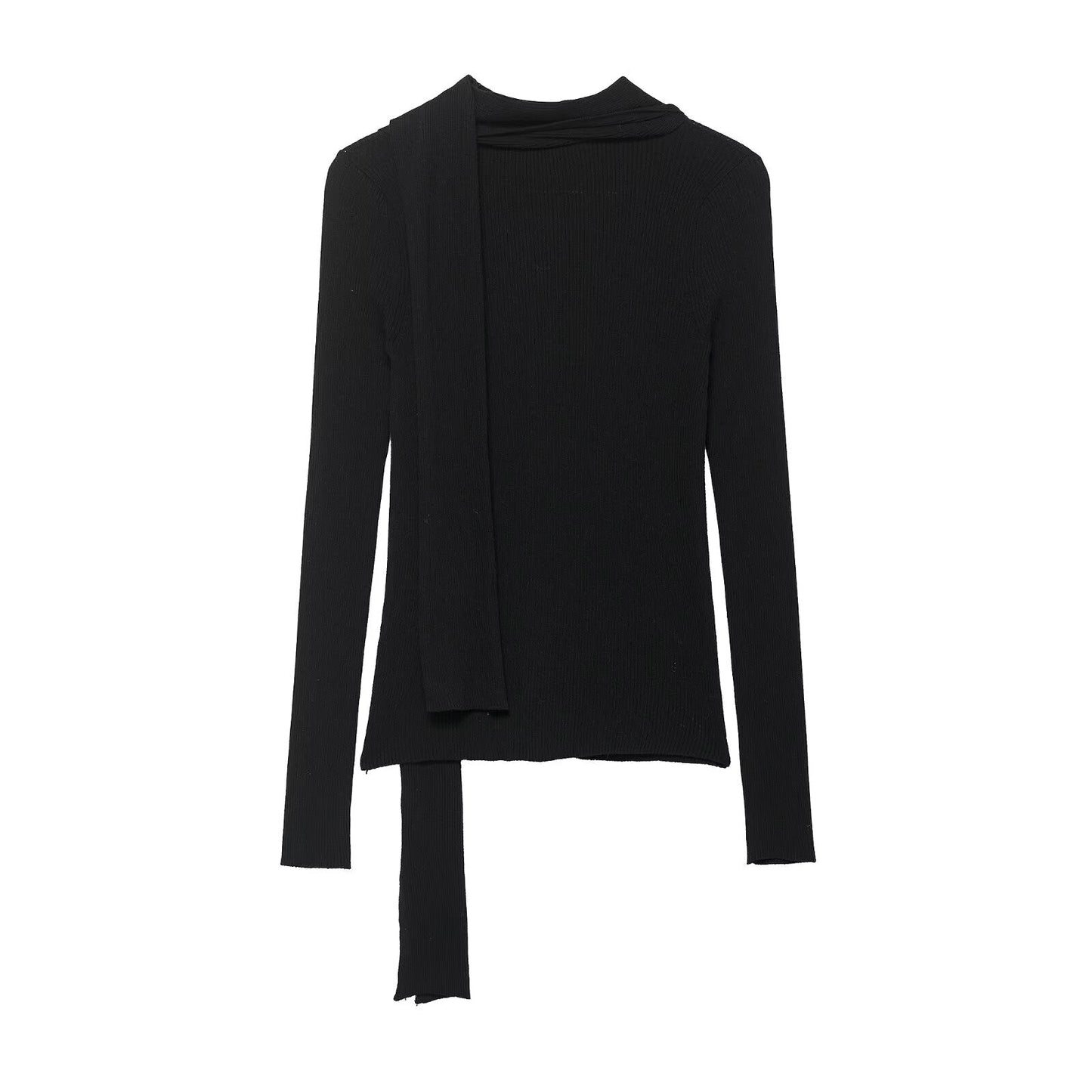 Women Clothing Scarf Rib Knitted Coat