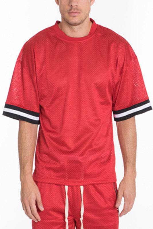 MESH SLEEVE TAPE ATHLETIC TSHIRT
