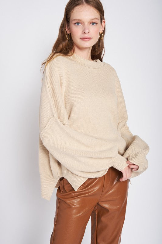 OVER FITTED LONG SLEEVE SWEATER TOP