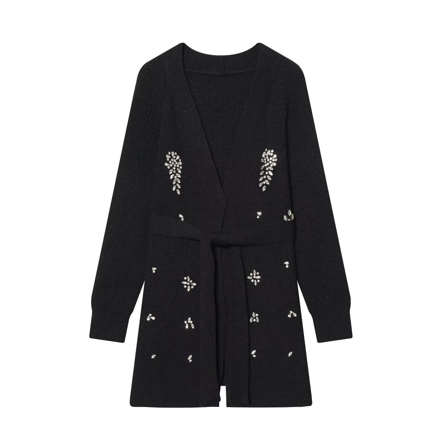 Women Autumn Winter Jewelry Bead Knitted Cardigan