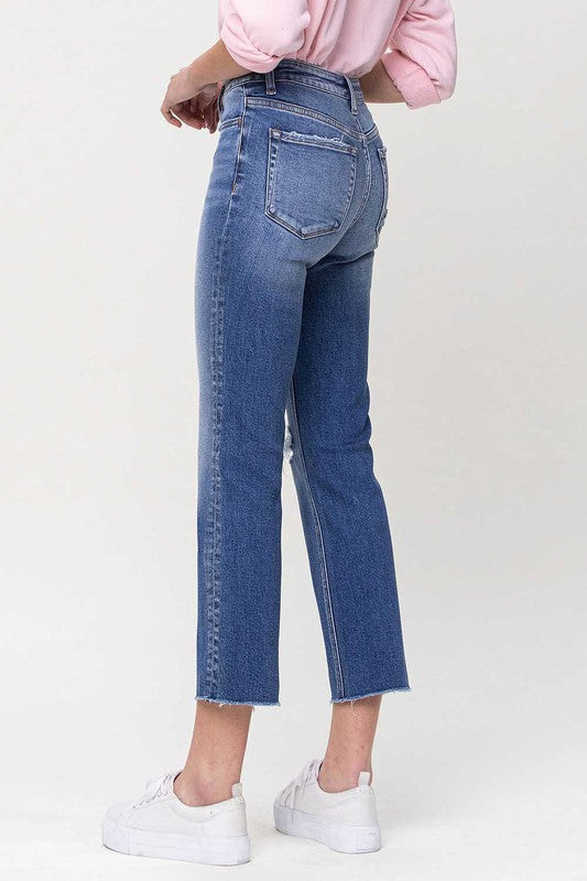 Mid-Rise Straight Crop Jeans