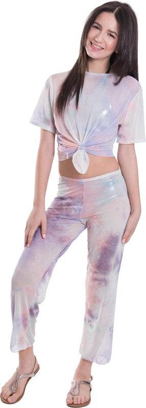 KIDS TIE - DYE MESH KNOT FRONT TOP