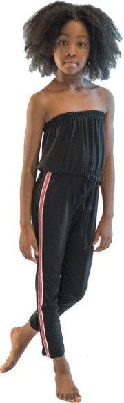 KIDS BLACK STRIPE SIDE JUMPSUIT