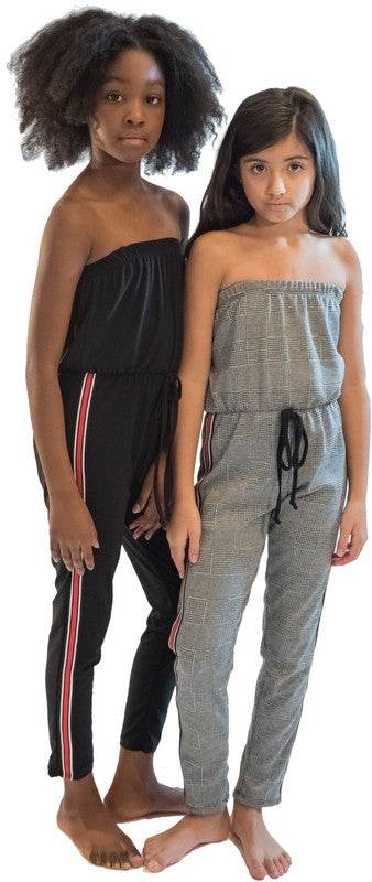 KIDS BLACK STRIPE SIDE JUMPSUIT