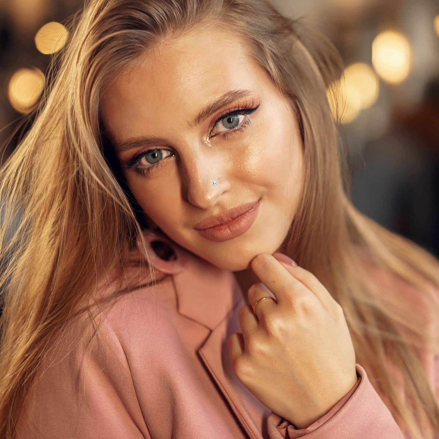 20G Stainless Steel Aqua Gem Micro Nose Bone