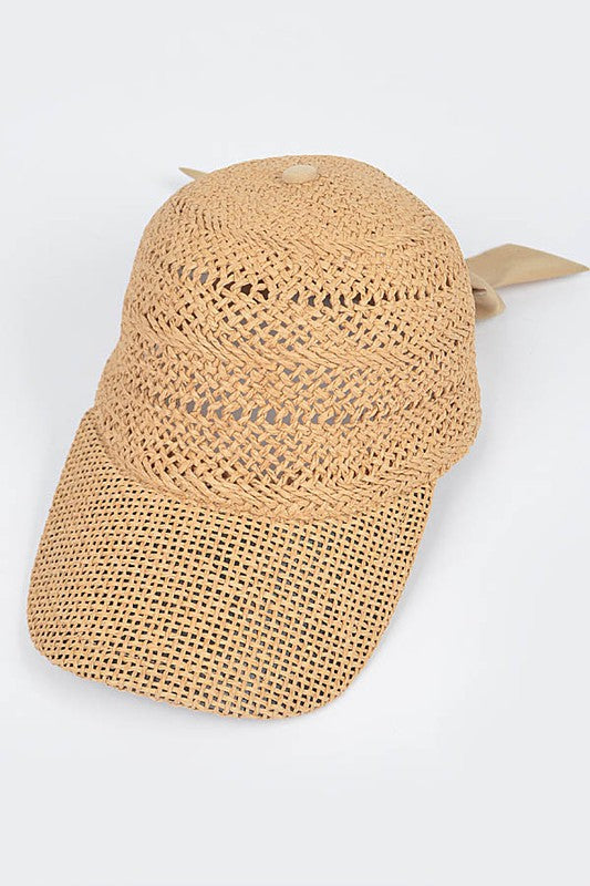 Summer Straw Ribbon Cap