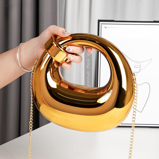 Acrylic gold box, goose egg shaped party purse, cloud shell evening clutch purse, messenger bag, clutch purse party, prom bag, party purse, prom bags clutch, Wedding purse