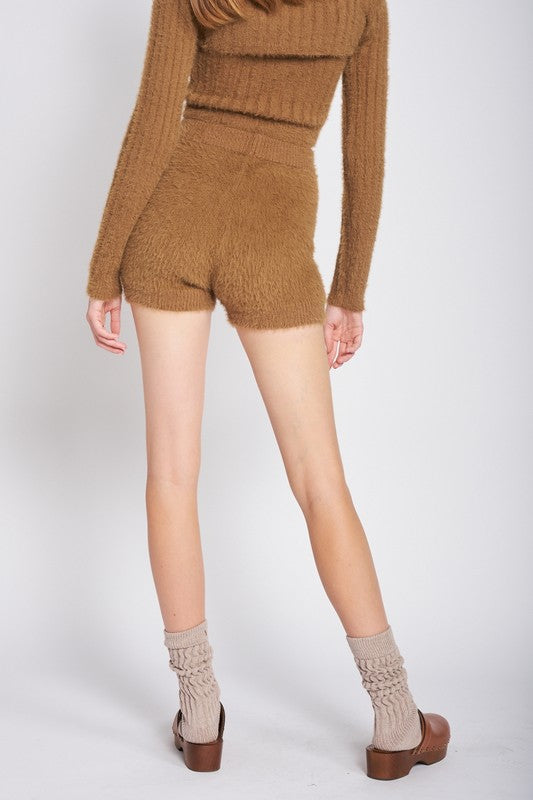 HIGH WASITED FUZZY MINI SHORTS