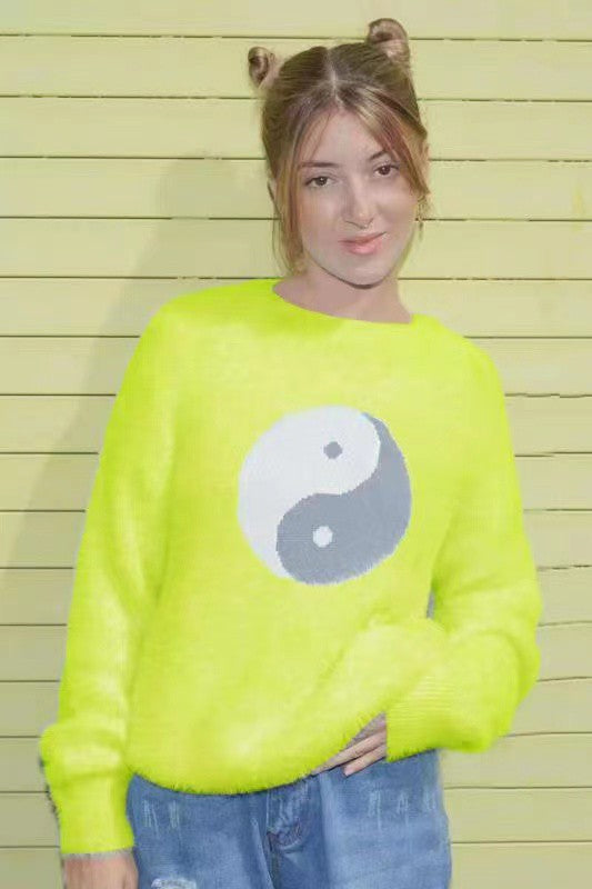 Yin Yang fuzzy sweater