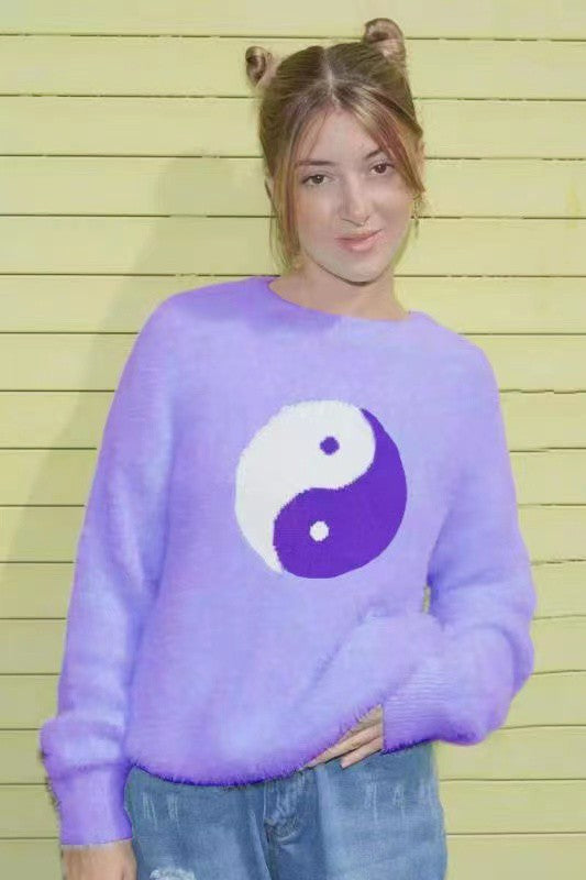 Yin Yang fuzzy sweater