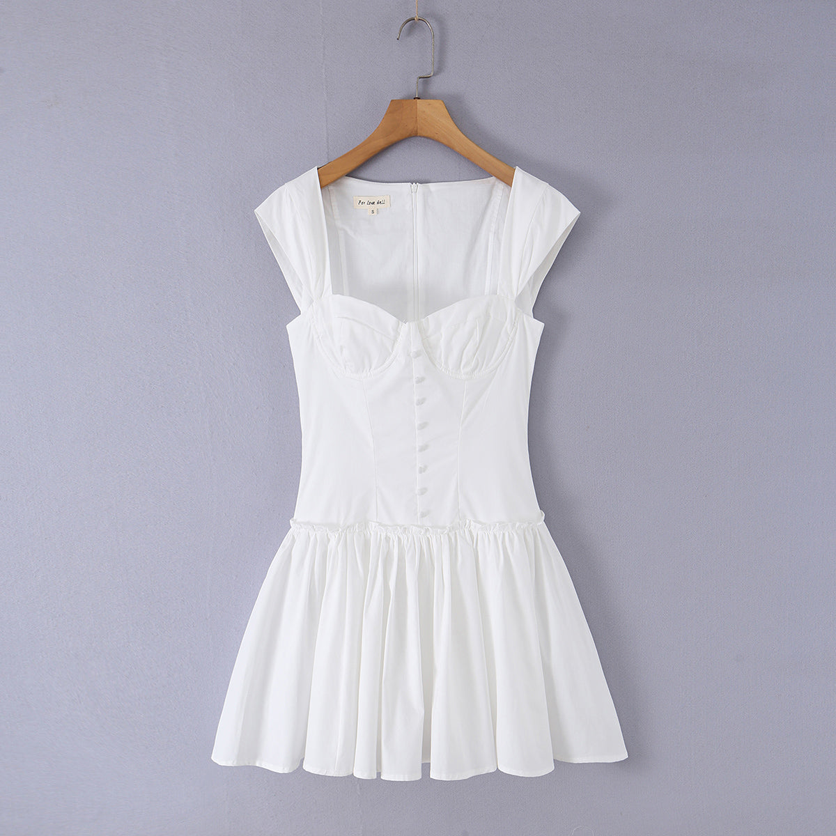 Sweet Romantic Gentle First Love Slim White Dress Design Square Neck Cinched Pettiskirt Dress